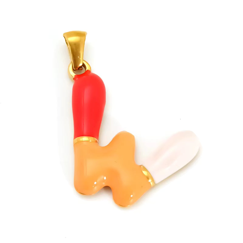 Custom Enamel Initial Necklace  – Miami Inspired Colors Stainless Steel