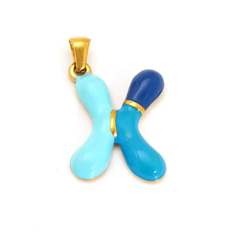 Custom Enamel Initial Necklace  – Miami Inspired Colors Stainless Steel