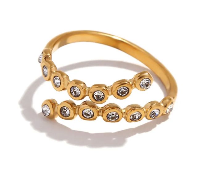 White Bezel Stacking Ring – Gold Tone