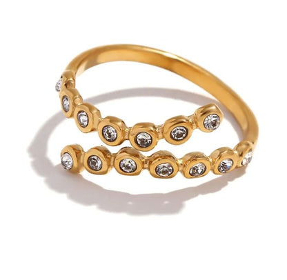 White Bezel Stacking Ring – Gold Tone