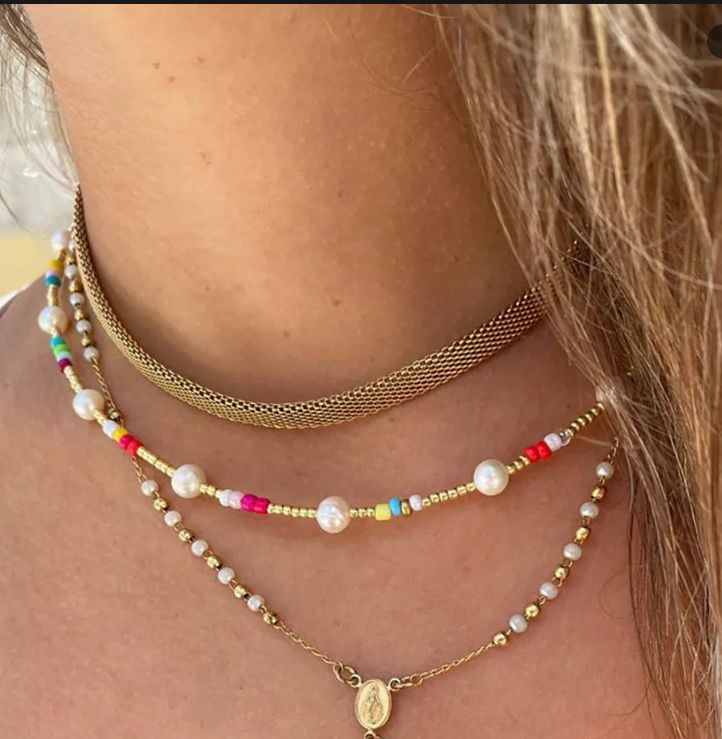 Golden Confetti Pearl Necklace