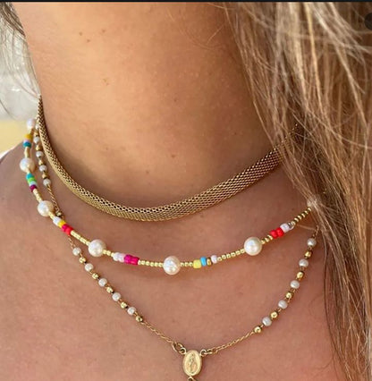 Golden Confetti Pearl Necklace