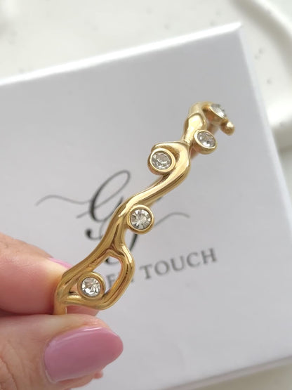 Mia Cuff Bracelet Gold Wave CZ Cuff