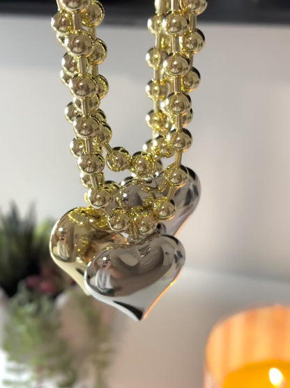Gold Heart Beaded Necklace