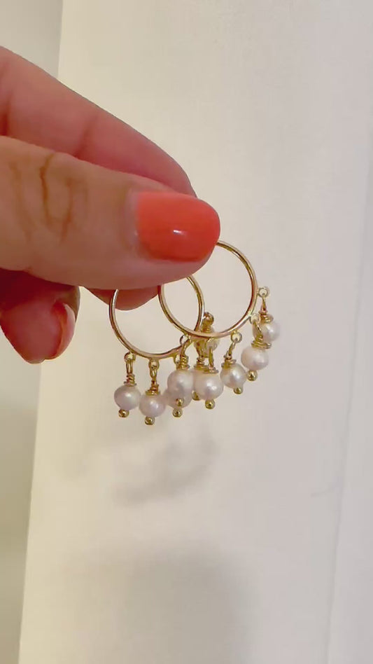 pearl mini hoops
