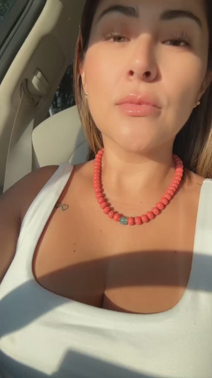 Coralia Necklace | Coral Gemstone Beaded Necklace