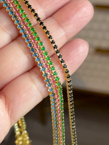 Gold Tennis Bracelet Zircon Color - Adjustable